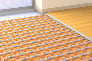 Hydronic Heating Grpahic showing the system placed under hardwood floor